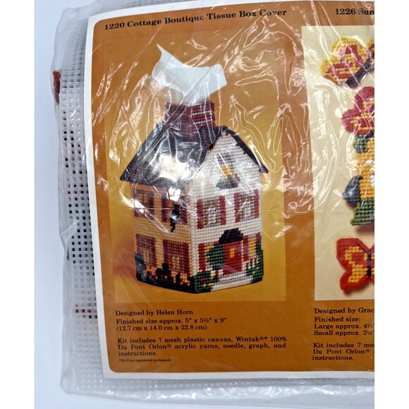 Vintage The Creative Circle Stitchery KIT  #1220, 1226 USA Butterflies & Cottage - Picture 6 of 14